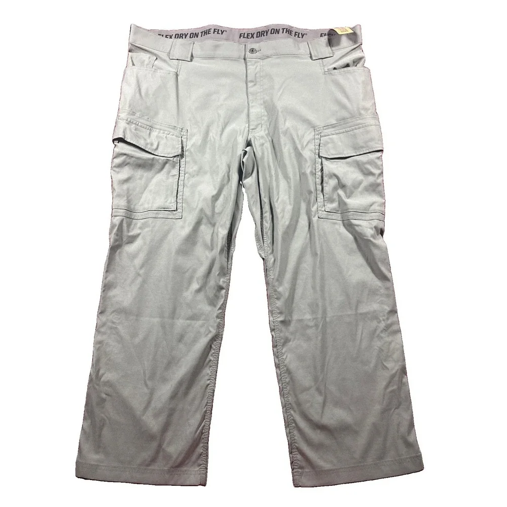 Duluth Trading Pants Mens 48x30 Flex Dry On The Fly Relaxed Fit Cargo Gray NWT